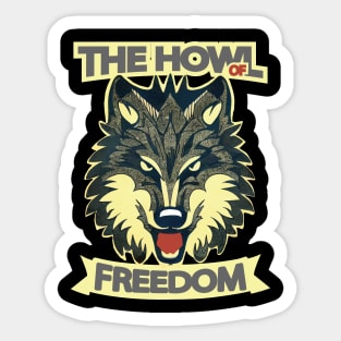 The Howl Of Freedom Wolf Vintage Retro Sticker